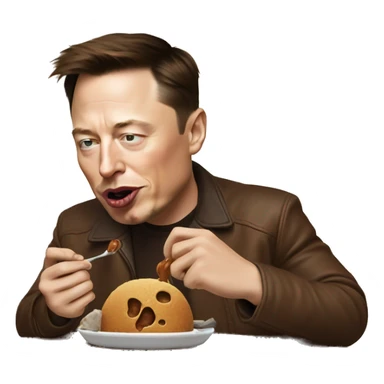Elon musk eating a brown solid substance  sticker