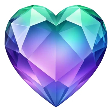 Gradient iridescent purple indigo blue cyan green crystal heart sticker