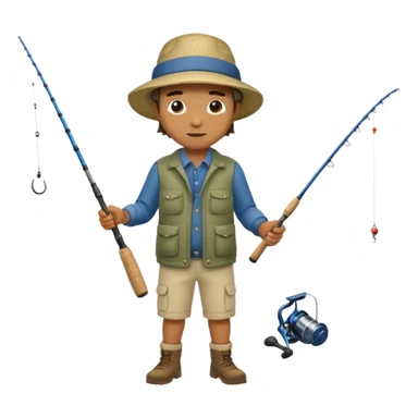 Man in motion casting a fishing rod full body sticker