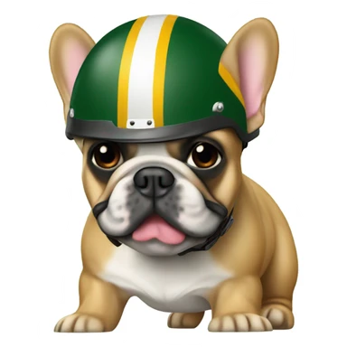 Fawn  French bulldog with Greenbay helmet sticker