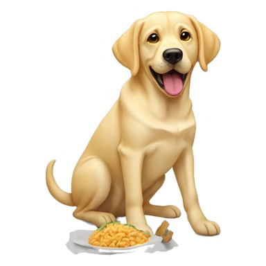 Yellow lab dog eating human food sticker