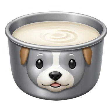 Sliver dog bowl emoji with only milk in it sticker