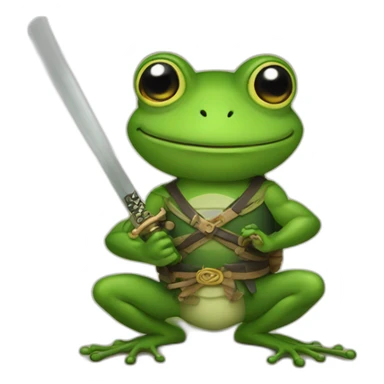 a frog wih a katana sticker