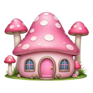 Girly pink tone cottage mushroom home sticker