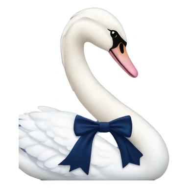 White swan with a navy blue bow sticker