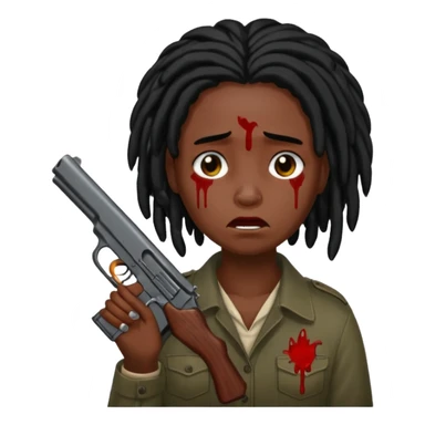 locs with black hair holding gun very darkskin crying blood sticker