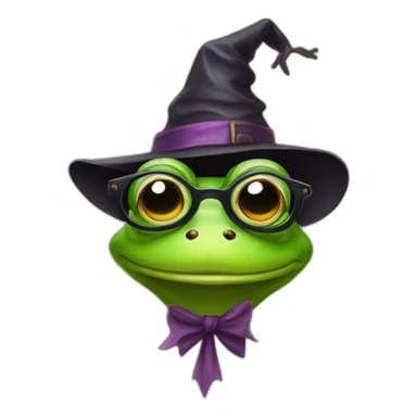 a frog portrait wearing glasses and witch hat sticker