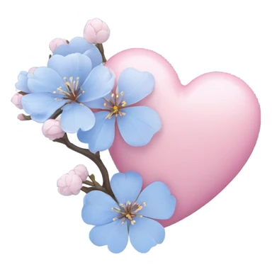 blue heart and sakura flower sticker