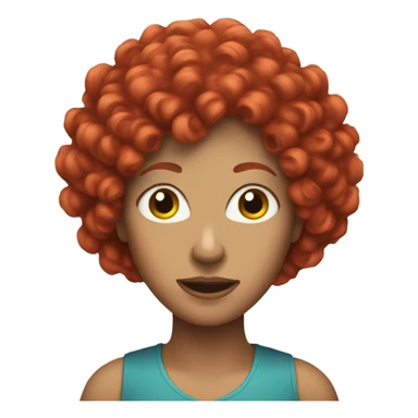 woman with funny red curly wig sticker