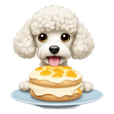 cream cute poodle having breakfast  sticker