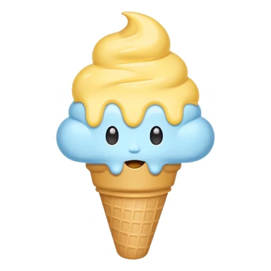 Ice cream emoji, pastel blue & yellow palette
Flat vector, minimal, cute emoji style sticker