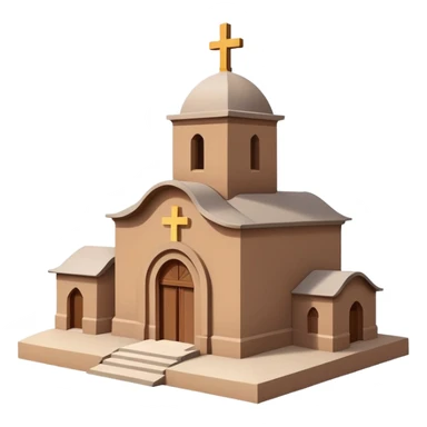 colorful simplified emoji of Church of Saint George Lalibela Ethiopia, iOS style, cross-shaped roof, stone color, minimalistic details, bright friendly look sticker