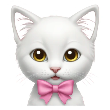 White kitten with pink bow sticker