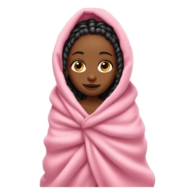 Girl with box braids wrapped in pink blanket going to sleep  sticker