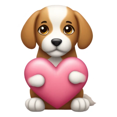 cute dog hugs toy heart sticker