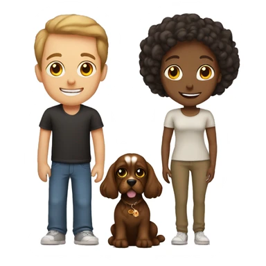 family: mim, dad, girl and cocker spaniel: black and brow sticker