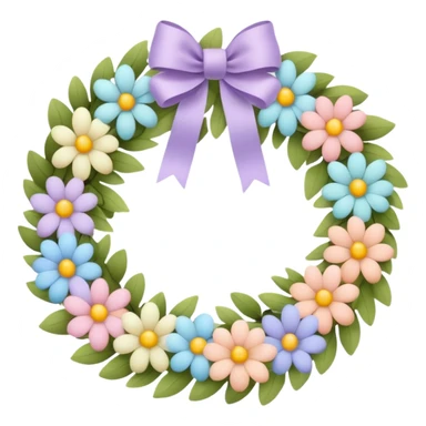 flower wreath with pastel colors, in a shape of an egg sticker