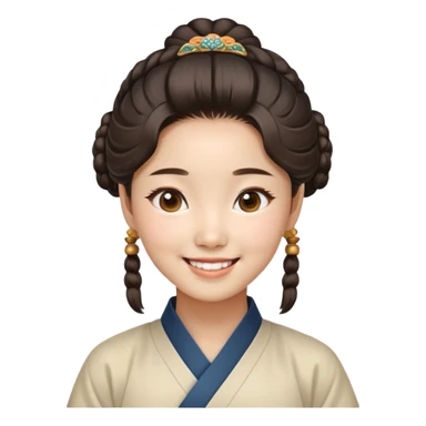 A smiling Korean girl with traditional Korean hairstyle sticker