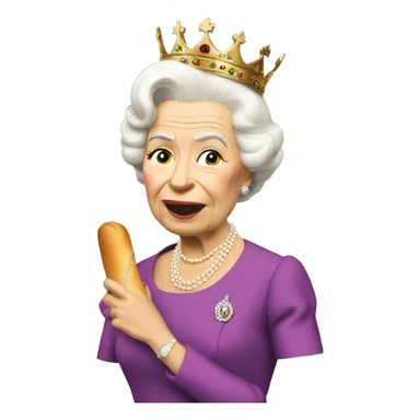 the queen eating a baguette sticker