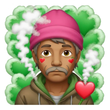 Homeless man with Valentine’s Day decor smelly and ugly  white and green smoke  sticker