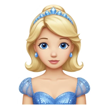 Cinderella from Disney Princess with blonde hair, periwinkle sequin outfit sticker