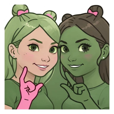 blonde girl and brunette girl pinky promise sticker