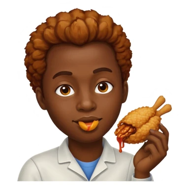 create an african person eating fried chicken sticker