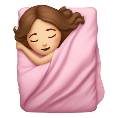 White girl with brown hair sleeping with pink blanket sticker