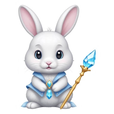 White bunny with wand and cristals sticker