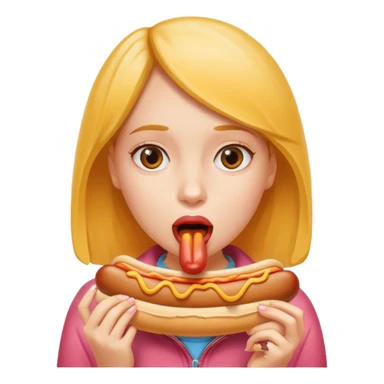 Girl hotdog inside mouth sticker