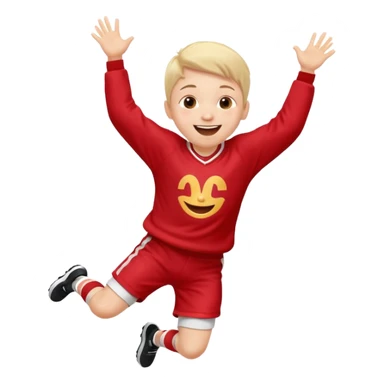 A small kid in an oversized jersey, jumping with excitement. sticker
