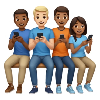 group of friends playing a game on their cell phone sticker