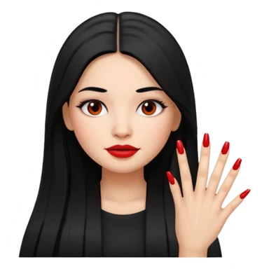 latina girl with straight long hair thats black memoji with nail no lipstick sticker