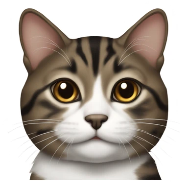 Dark brown tabby and white Cat with black spot near the nose sticker