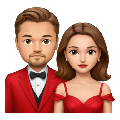 leonardo di caprio and Natalie Portman in a red dress sticker