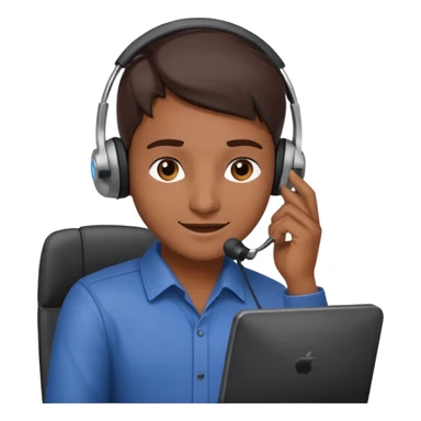 phone scammer in sketchy call center from pakistan with smirk and brown skin sticker