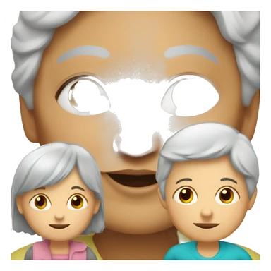 granny with little kids sticker
