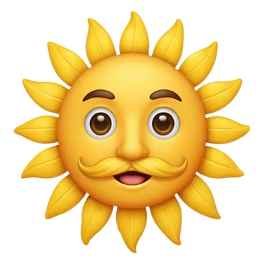 sun with mustache with no smile no brows sticker