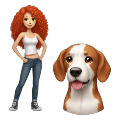 Red hair sexy girl and bishon-frize dog sticker