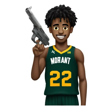 ja morant with  a toygun wearing a bucks jersey sticker
