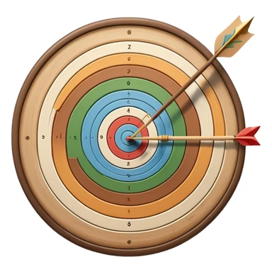 A bow with an arrow drawn back, aimed at a target with concentric rings. The background suggests a calm, outdoor archery range, emphasizing the precision, focus, and skill required in archery as a competitive sport. sticker