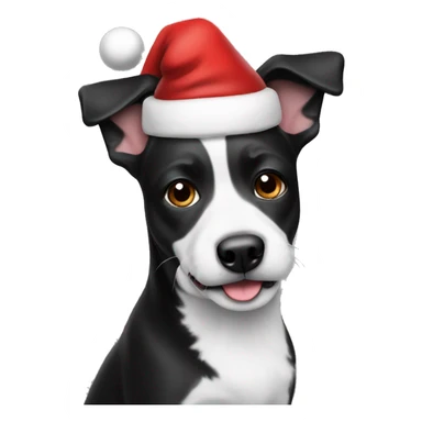 black and white dog with santa hat sticker