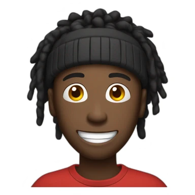 Black guy with dreads and red beanie with open wide mouth smiling with his tongue out while he is looking only with his eyes up sticker