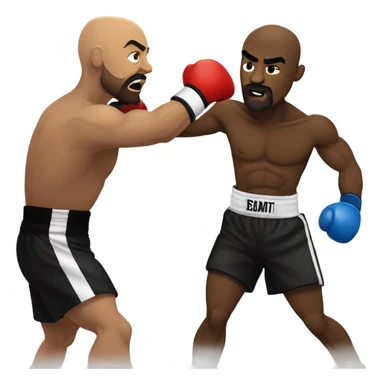 Bald-headed muscular black boxer with a goatee delivering the knockout blow to his opponent.  sticker