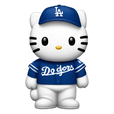 Hello kitty wearing dodgers gear sticker