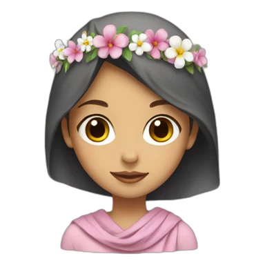 a girl with a muslim scarf with a flower crown sticker