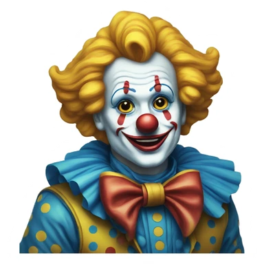 Classic clown from telegram in blue-black-yellow coloring book sticker