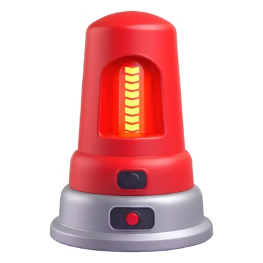 3D render of a red emergency siren light with a bright glow on top of a silver base, in Pixar-style, soft shadows, isolated on white background, professional but playful look

 sticker
