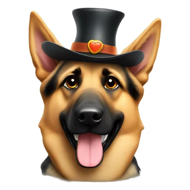 German shepherd with silly hat sticker