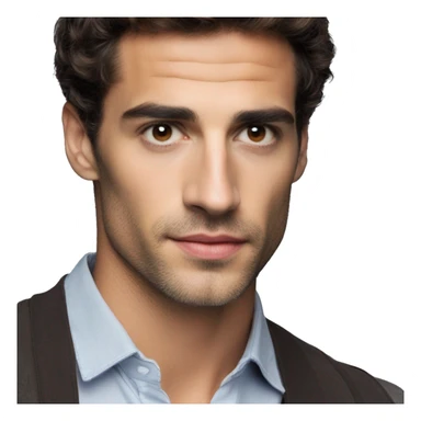 Manu Ríos Fernandez is a 6-foot-tall Spanish actor and model with a lean, athletic build. fair caucasian white skin, dark brown short hair, striking hazel eyes, sharp jawline, high cheekbones, full lips, boyish charm sticker